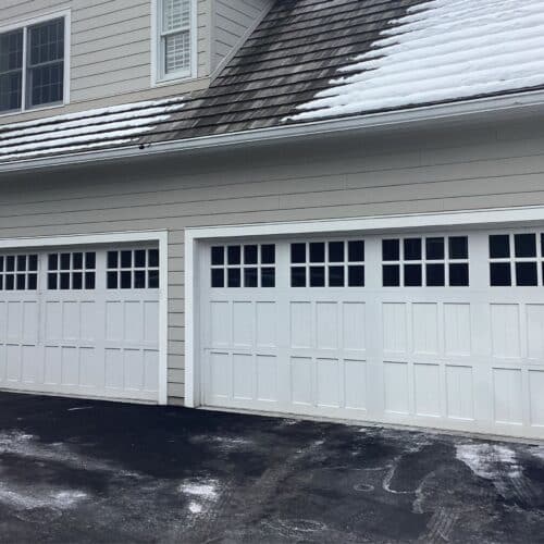 Old, White Garage Doors in Newtown Square